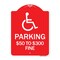 Signmission Handicapped Parking $50 to $300 Fine, Red & White Aluminum Sign, 18" x 24", RW-1824-24660 A-DES-RW-1824-24660 - alternate 1